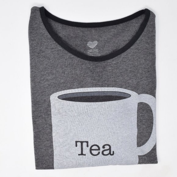 2Kuhl Tea Shirt Women Small Ringer Raglan Grey Tee Novelty Whimsical Casual - Picture 5 of 13